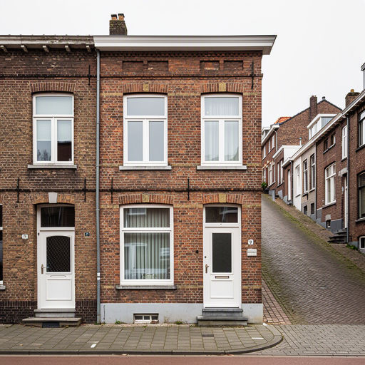 vooroorlogse rijtjeswoning in Grave met witte kunststof kozijnen aan de voorgevel
