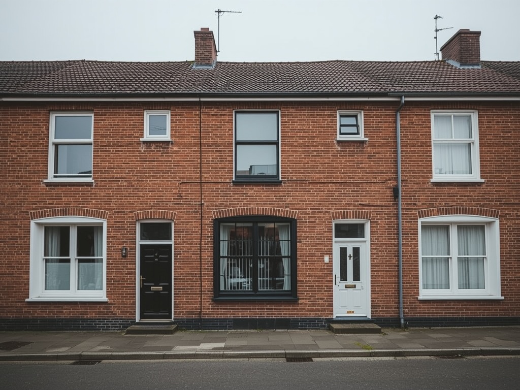 vooroorlogse rijtjeswoning in Bemmel met witte kunststof kozijnen aan de voorgevel
