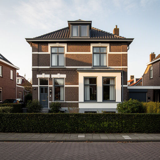 vrijstaande woning in Groesbeek met antraciet grijze kunststof kozijnen en witte gevelaccenten