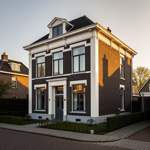 jaren-30-villa in Tiel met antraciet grijze kunststof kozijnen en witte stucaccenten