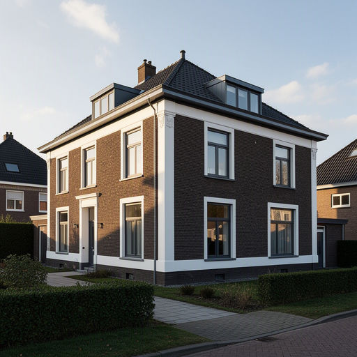 vrijstaande villa in Mook met antraciet grijze kunststof kozijnen en witte stucaccenten