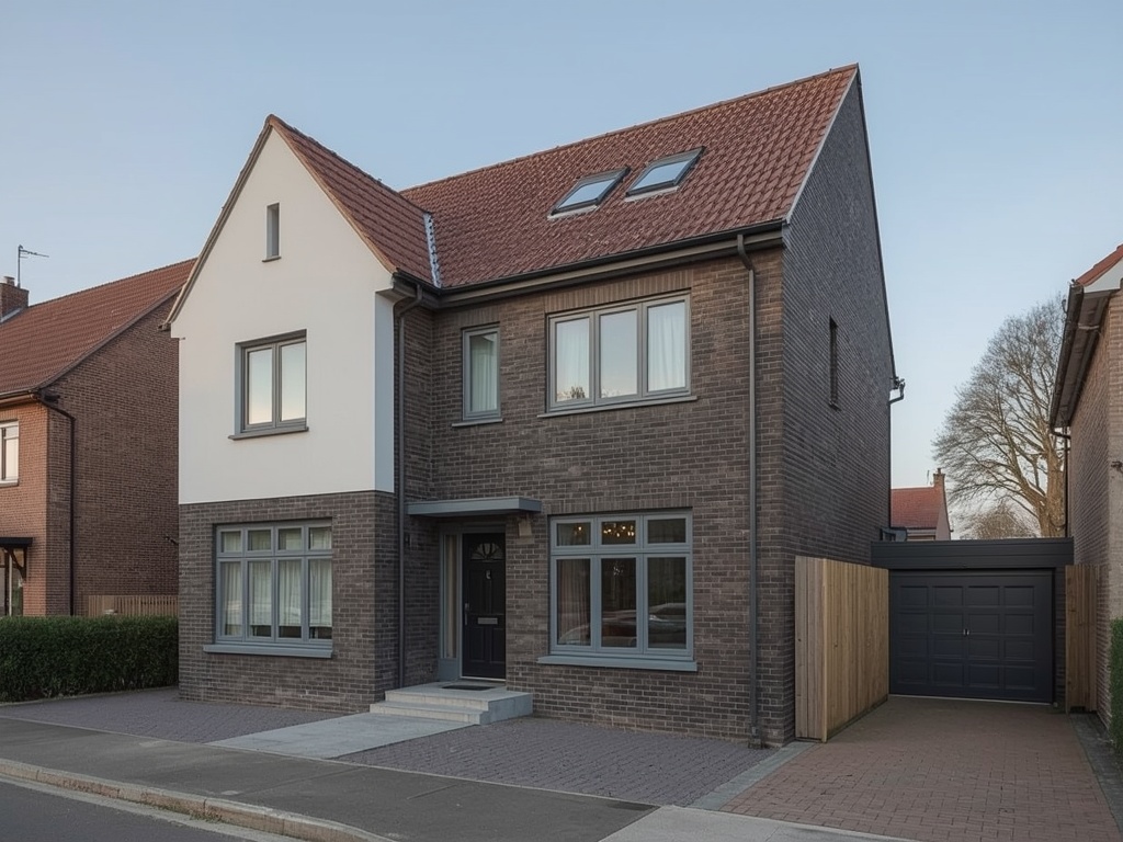 Udens nieuwbouwhuis met matzwarte kunststof kozijnen en strakke buitengevel