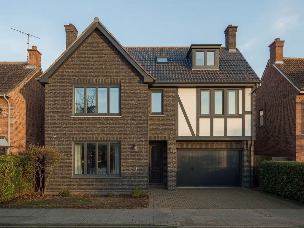 jaren-30-villa in Wijchen met antraciet grijze kunststof kozijnen en witte stucaccenten