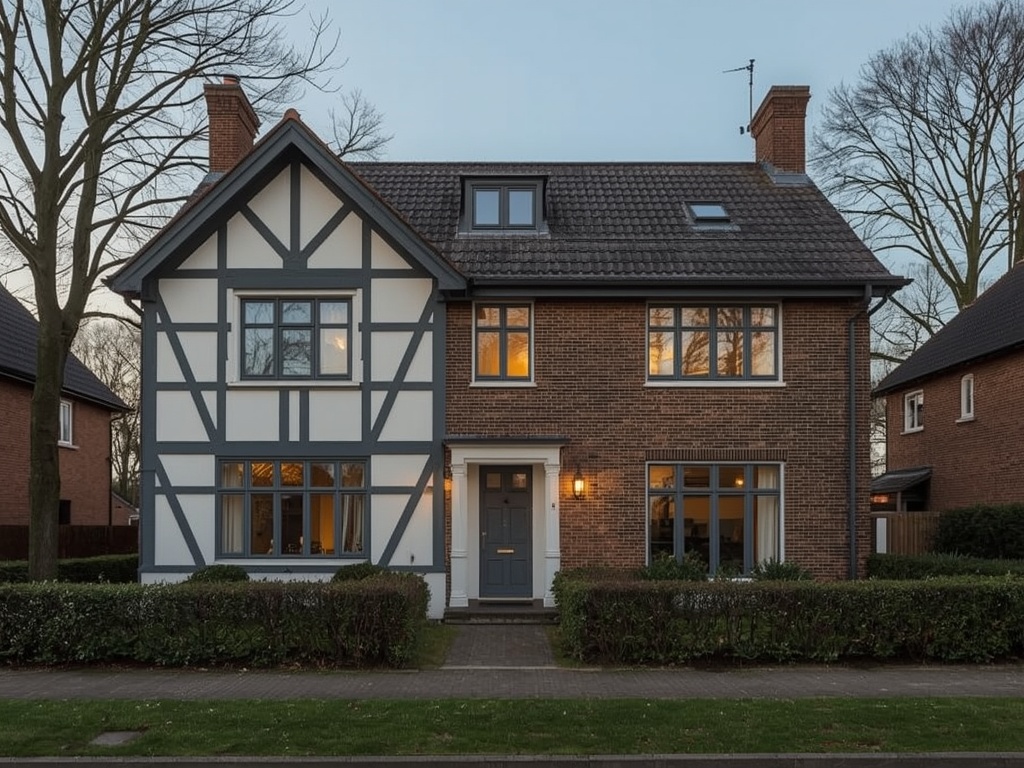 jaren-30-villa in Berg en Dal met antraciet grijze kunststof kozijnen en wit stucwerk rondom