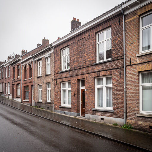 vooroorlogse rijtjeswoning in Mook met witte kunststof kozijnen aan de voorgevel