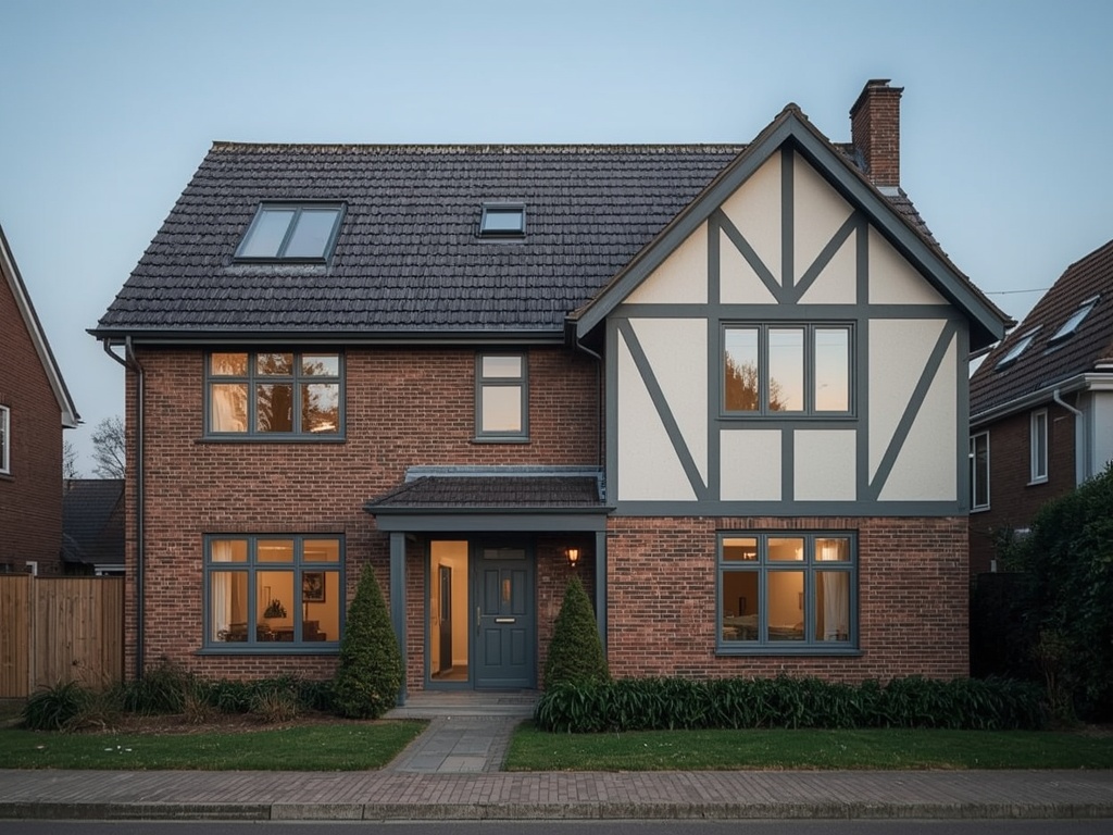 jaren-30-villa in Beuningen met antraciet grijze kunststof kozijnen en witte stucaccenten
