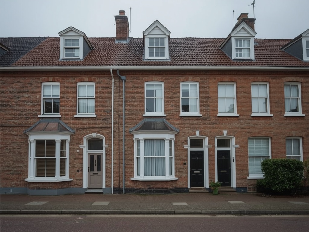 vooroorlogse rijtjeswoning in Oss met witte kunststof kozijnen aan de voorgevel